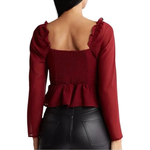 VIGOSS Ruffle Chiffon Top in Cherry Size Medium NEW - Picture 9 of 15